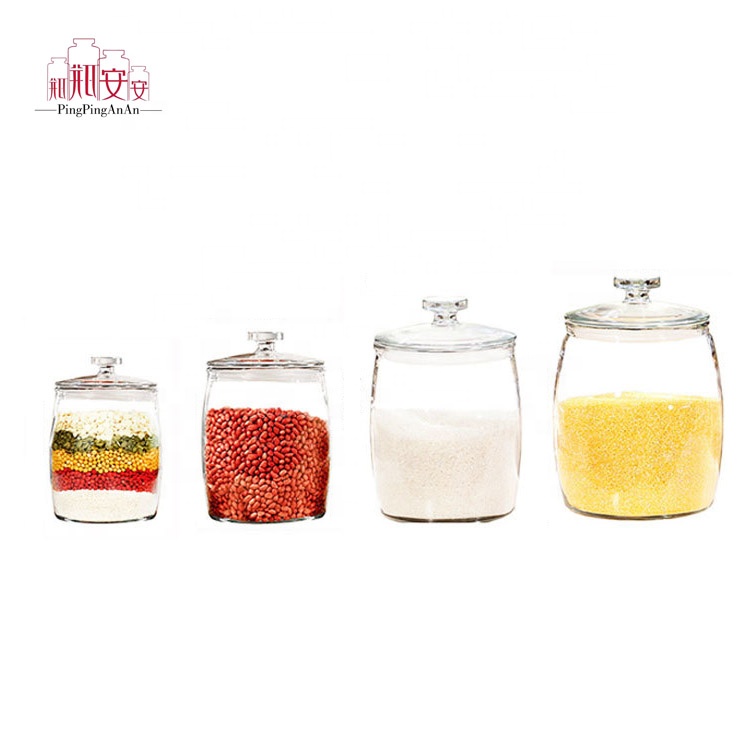 High Quality Wholesale Kitchen Food Grade Round Glass Storage Container Jar With Glass Lid