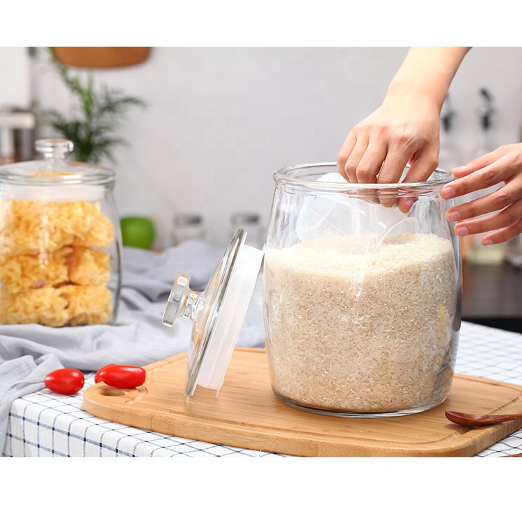 High Quality Wholesale Kitchen Food Grade Round Glass Storage Container Jar With Glass Lid
