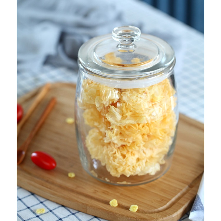 High Quality Wholesale Kitchen Food Grade Round Glass Storage Container Jar With Glass Lid