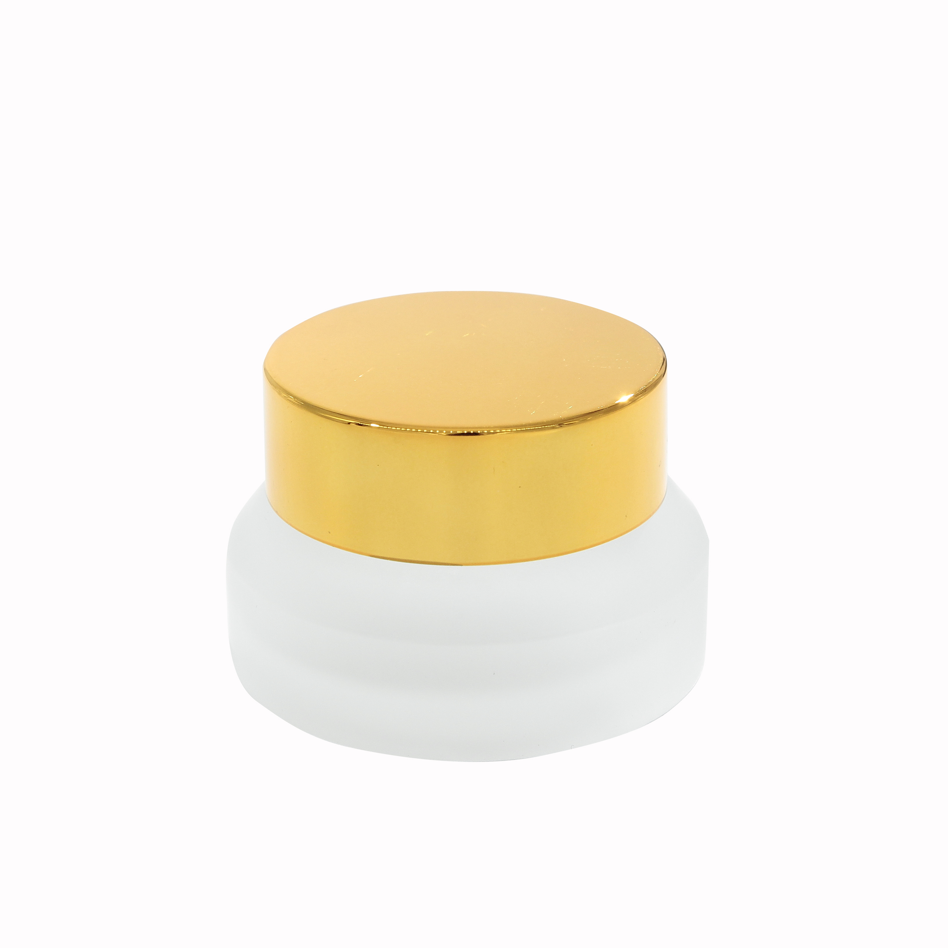 High Quantity Round Shape Small Capacity Volume Forst Glass Jars with Golden Plating Lids for Cream