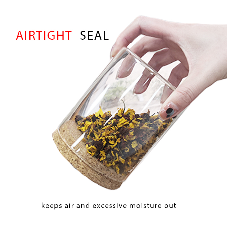 High Standard Borosilicate Container Jar Glass Food Storage With Wood Cork