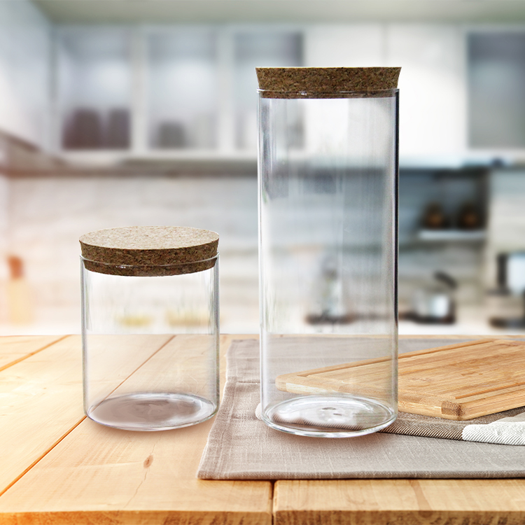 High Standard Borosilicate Container Jar Glass Food Storage With Wood Cork