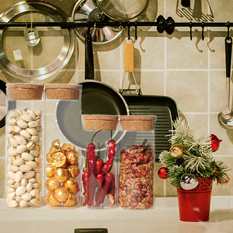 High Standard Borosilicate Container Jar Glass Food Storage With Wood Cork