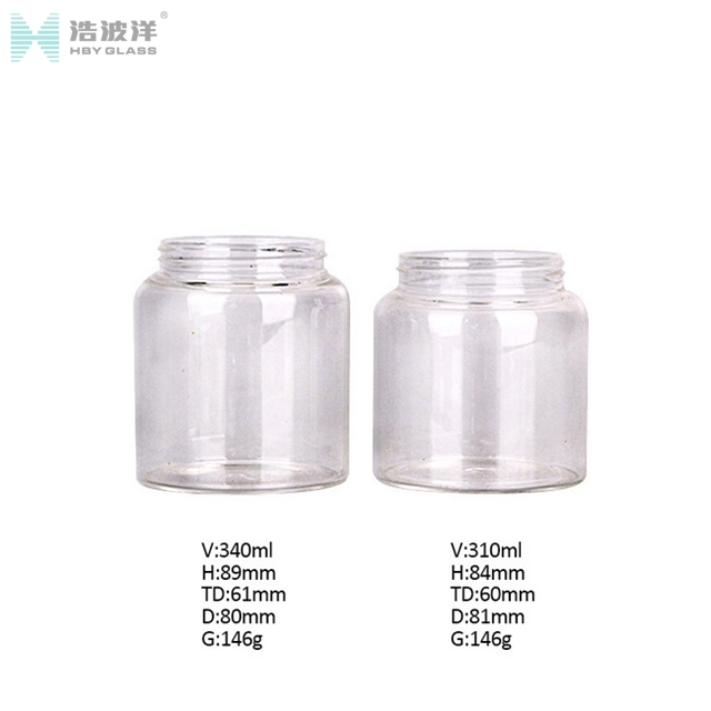 High borosilicate 310ml tea storage glass jar with wooden screw lid