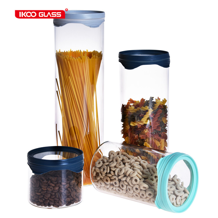 High borosilicate air tight leakproof food storage glass jar with lid