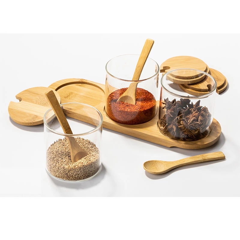 High borosilicate  bamboo cork Glass Storage Jar kitchen storage glass jar