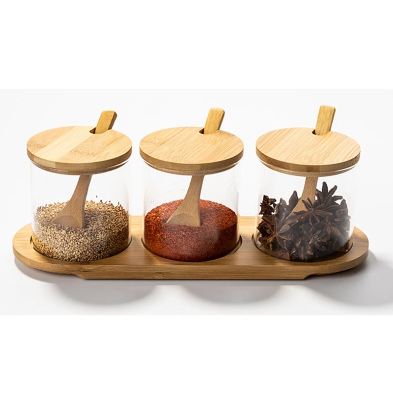 High borosilicate bamboo cork Glass Storage Jar kitchen storage glass jar
