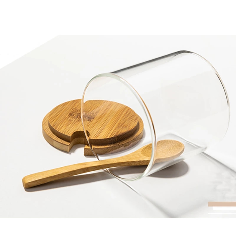 High borosilicate bamboo cork Glass Storage Jar kitchen storage glass jar