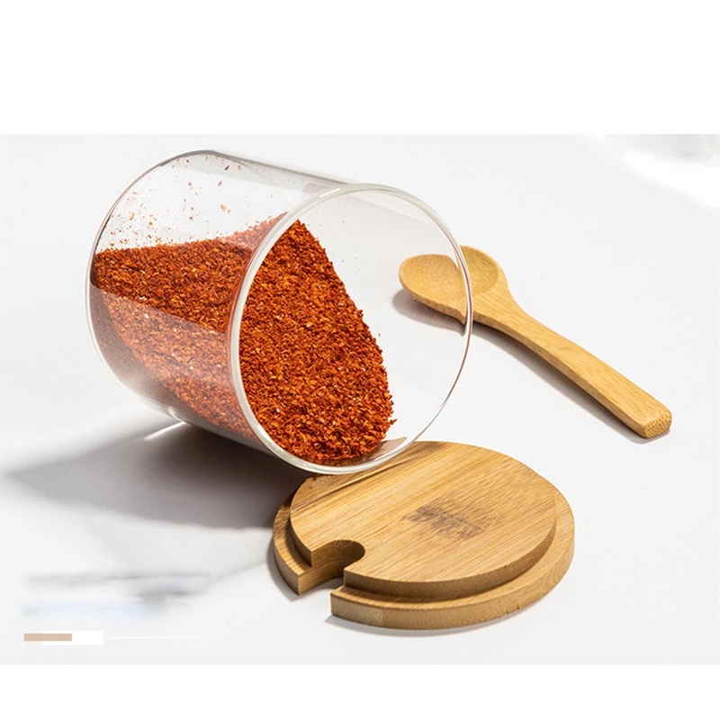 High borosilicate bamboo cork Glass Storage Jar kitchen storage glass jar