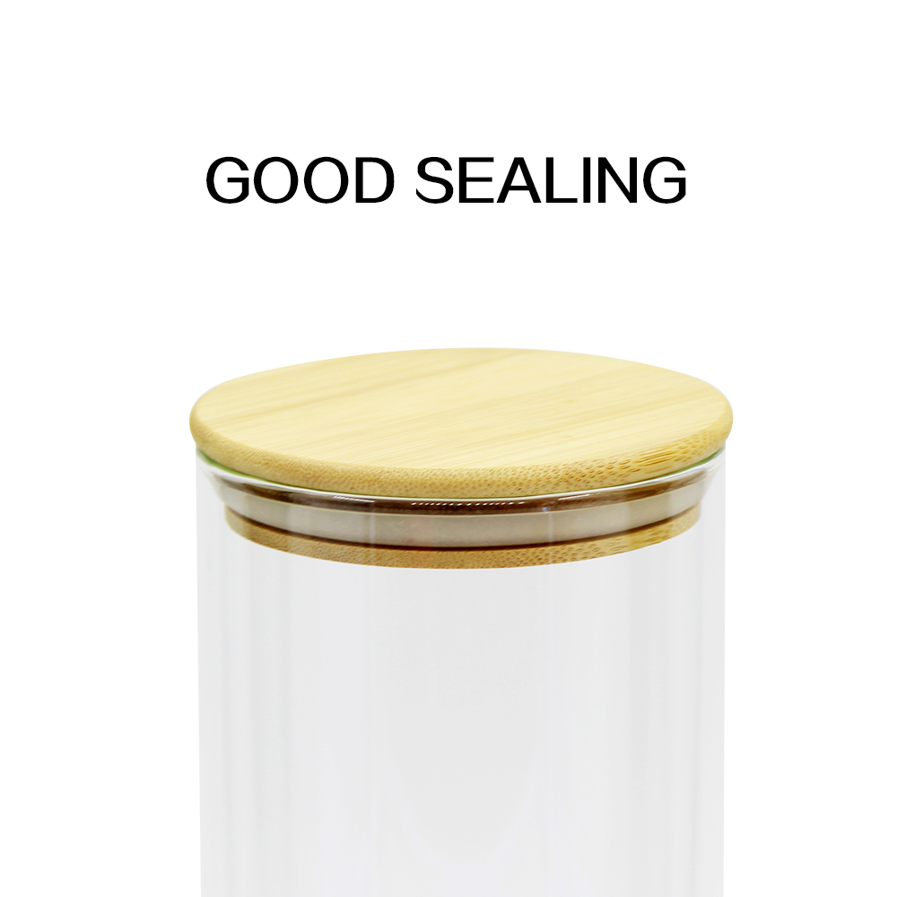 High borosilicate bamboo lids kitchen glass airtight container storage bottles glass jars