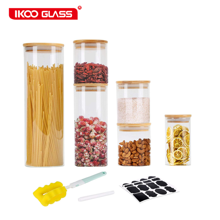 High borosilicate glass food storage Set of 3 / 6 / 12 Storage Jars Borosilicate Glass with Lid