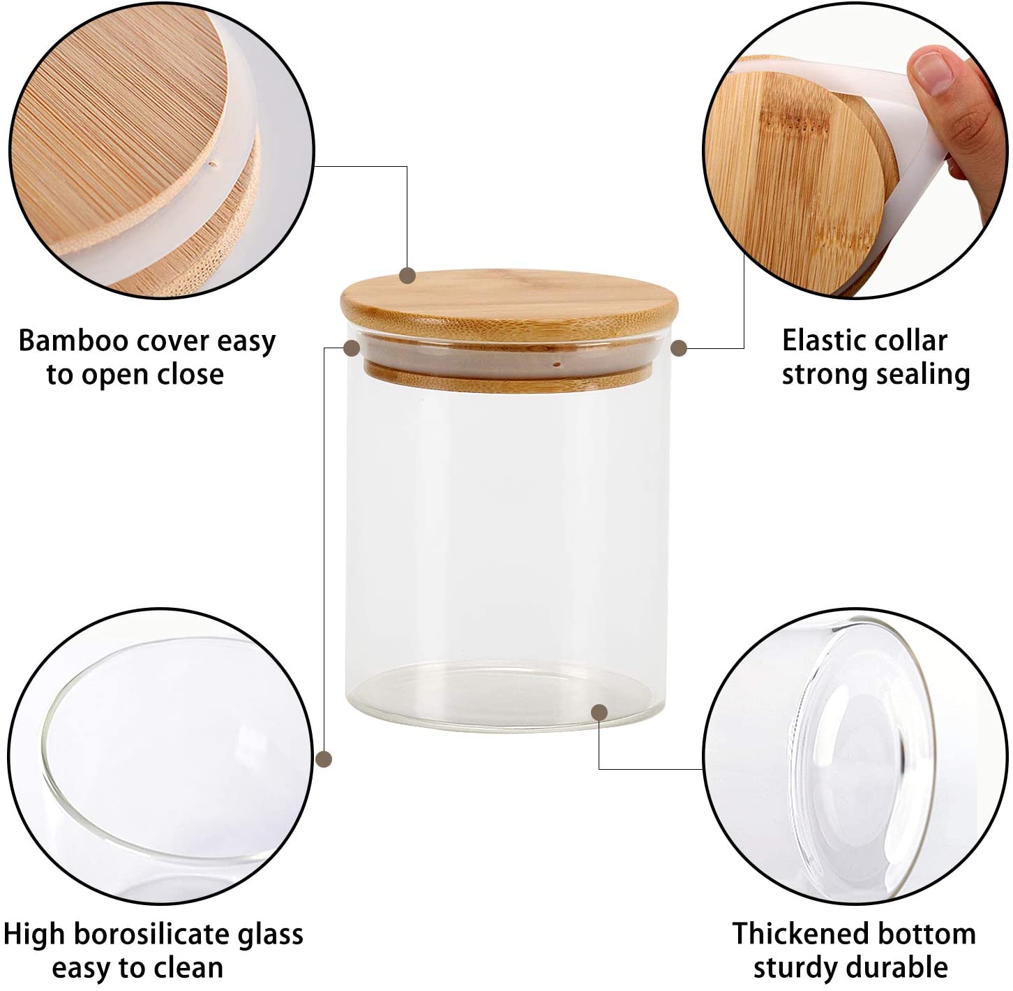 High borosilicate glass food storage Set of 3 / 6 / 12 Storage Jars Borosilicate Glass with Lid