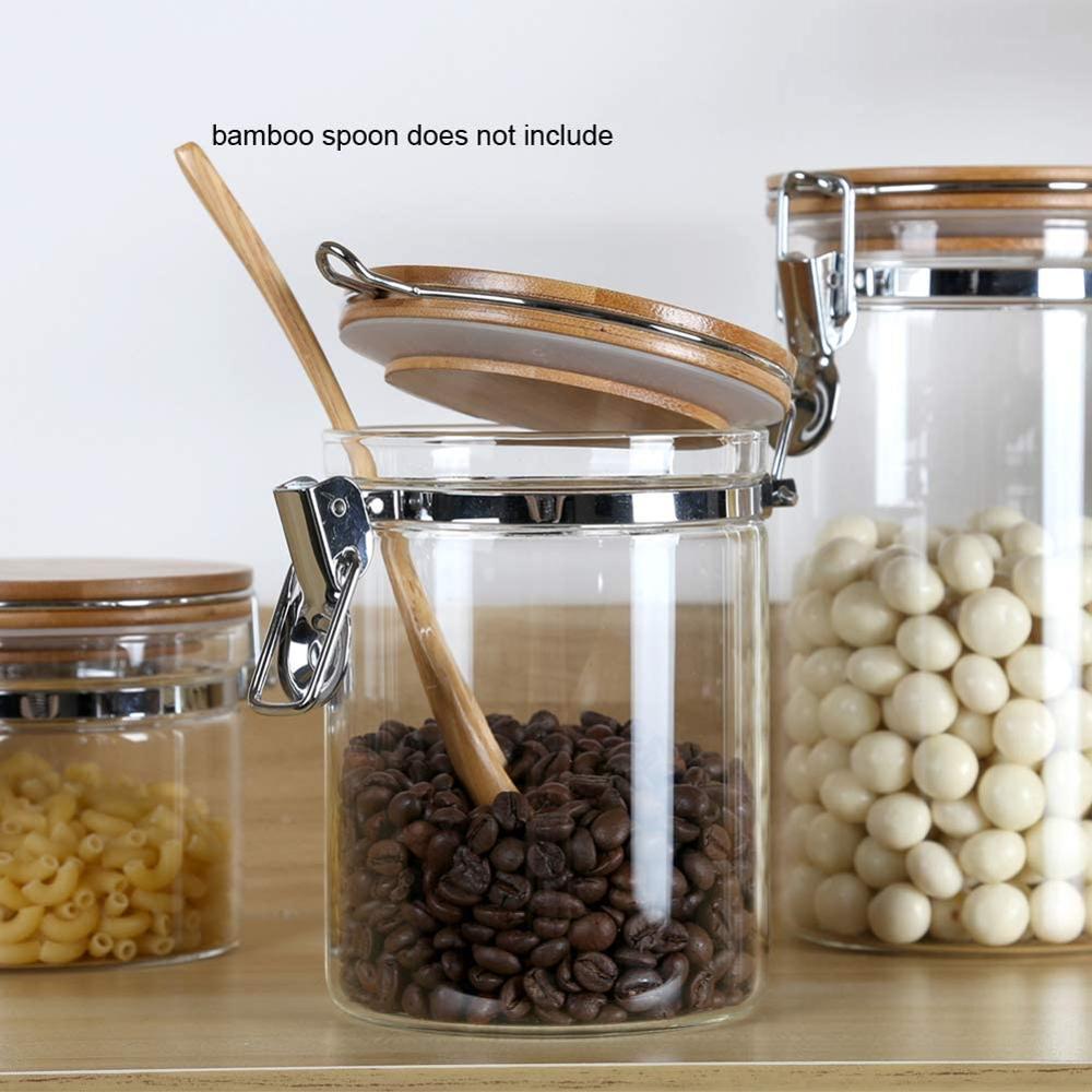 High borosilicate glass jar with wooden lid with airtight bamboo lid and customized logo printing