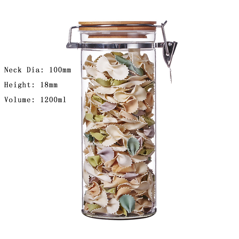High borosilicate glass jar with wooden lid with airtight bamboo lid and customized logo printing