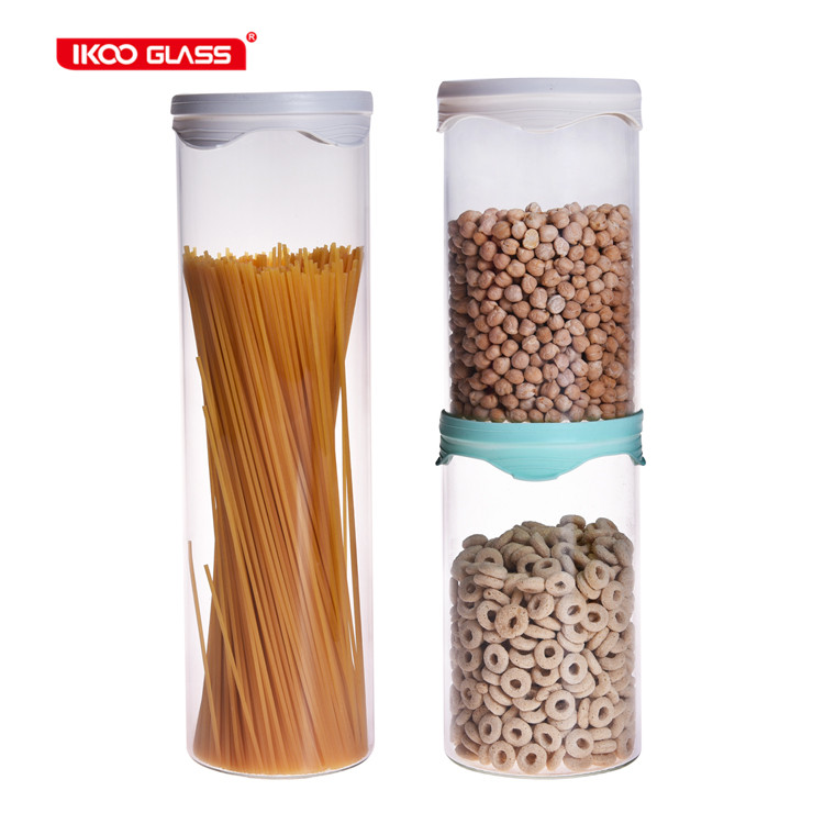 High borosilicate glass pasta container cereal storage with tempering glass lid