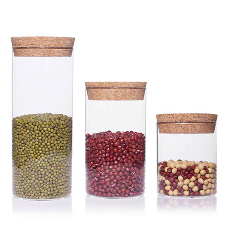 High borosilicate glass round storage jar with bamboo lid food storage