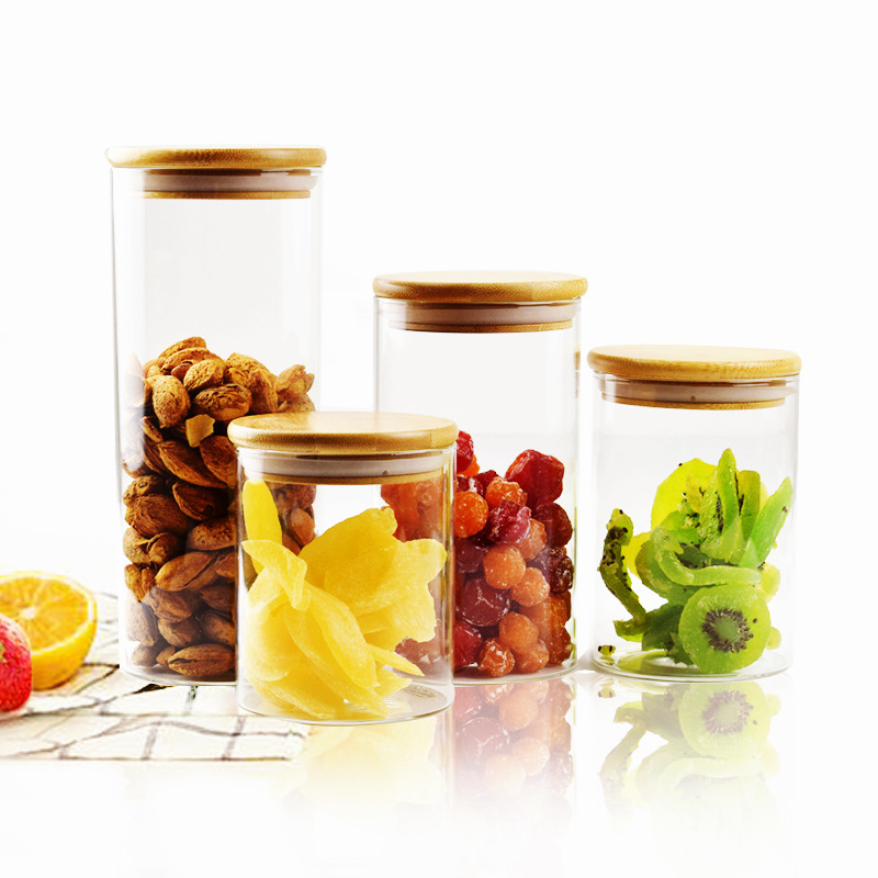 High borosilicate glass seal pot wholesale bamboo caddy cover