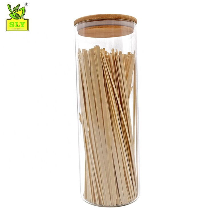 High borosilicate glass storage jars bamboo lids