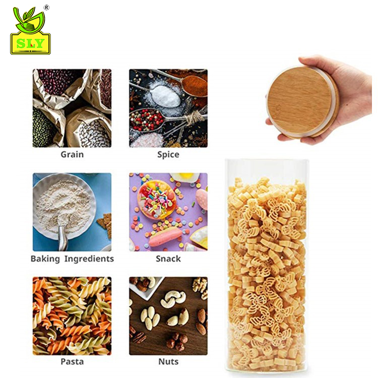 High borosilicate glass storage jars bamboo lids