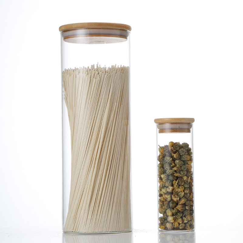 High borosilicate glass storage tank Coffee beans storage tank with bamboo cover