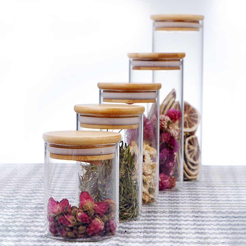 High borosilicate moistureproof bamboo cork sealed storage tank heat and freeze proof