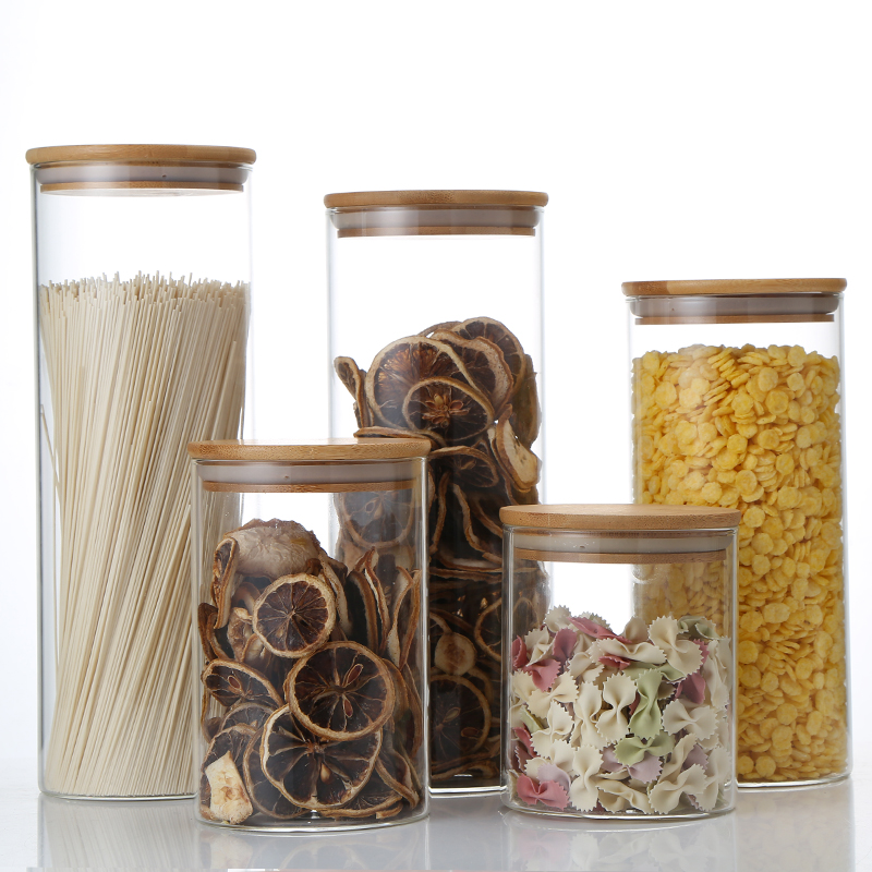 High borosilicate moistureproof bamboo cork sealed storage tank kitchen storage glass tank heat and freeze proof