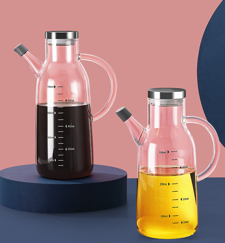 High borosilicate oil vinegar bottle transparent glass olive oil jars
