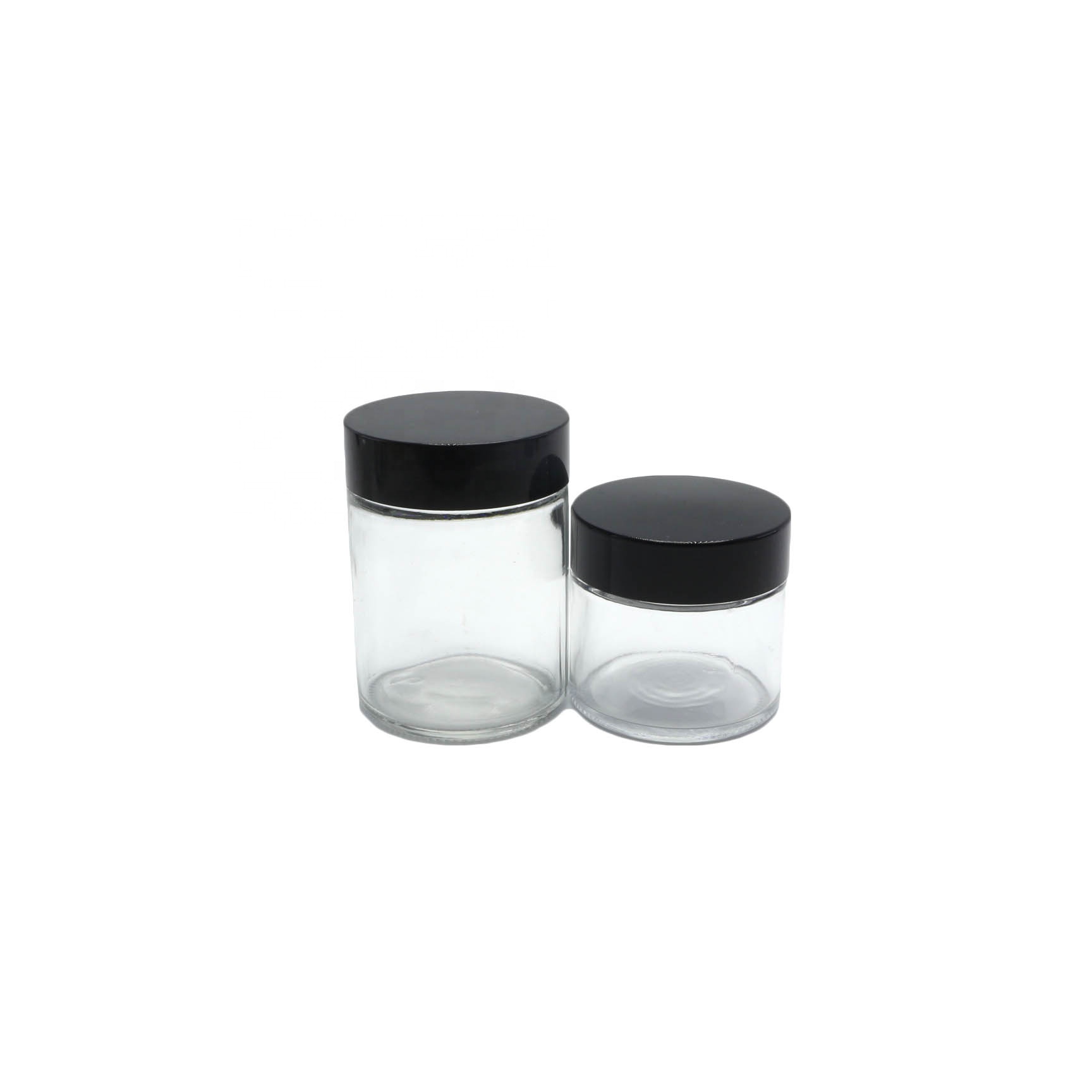 High capacity storage jar 4oz 6oz 8oz 16oz 24oz clear straight side glass jar with black lid GJ-CC41