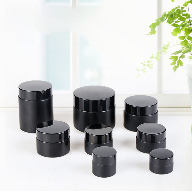 High end 15 30 50 100 ml uv  screw top airtight wide mouth face cream glass containers jars for cosmetic use