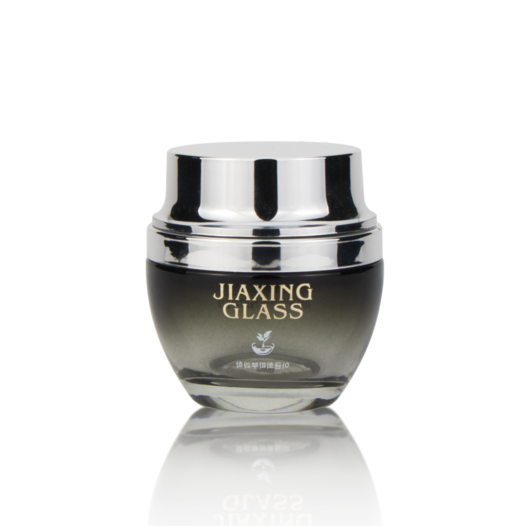 High end 15g 30g 50g black silver shoulder air tight screw top glass cosmetic jars and bottles for cosmetics cream