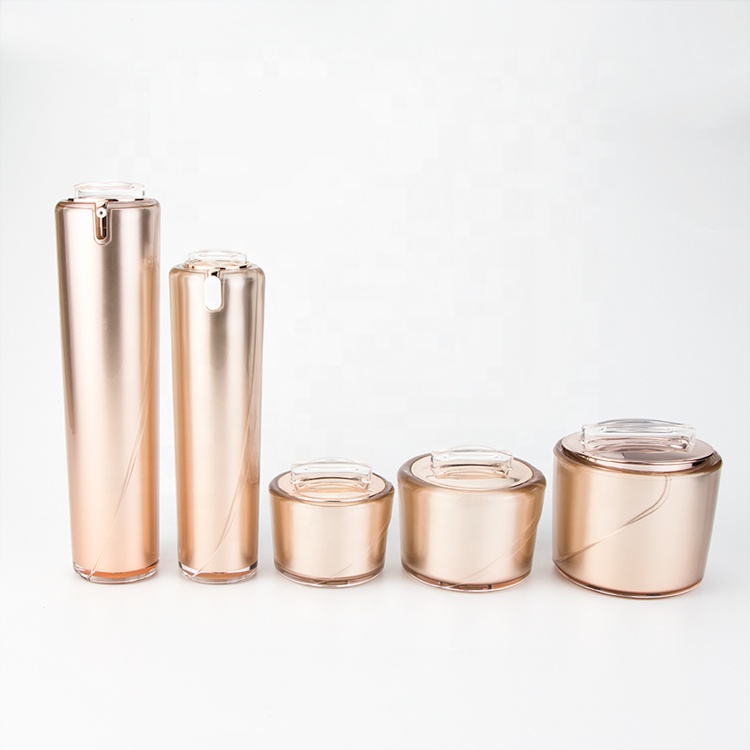 High end 20 ml 30 ml 50 ml uv gold empty airless cosmetic face cream plastic acrylic bottles and jars