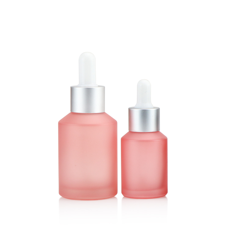 High end 20ml 30ml 50ml empty glass dropper bottle pink hair face oil bottles for skincare person