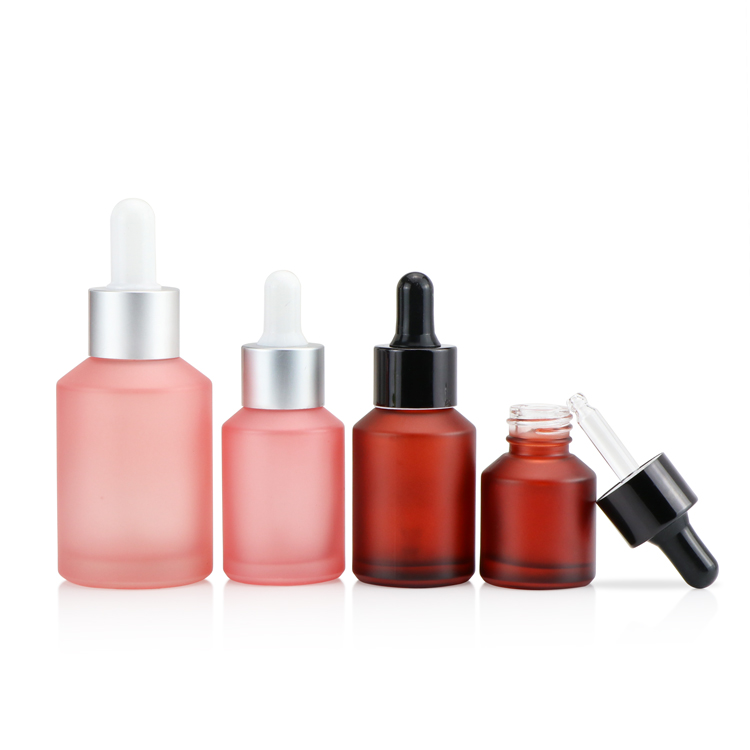 High end 20ml 30ml 50ml empty glass dropper bottle pink hair face oil bottles for skincare person