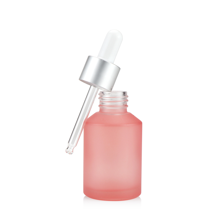 High end 20ml 30ml 50ml empty glass dropper bottle pink hair face oil bottles for skincare person