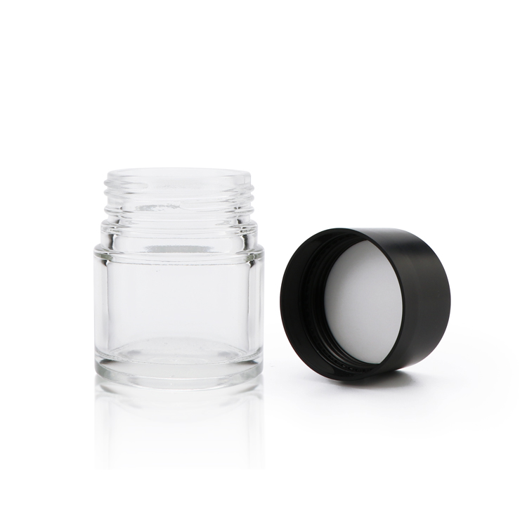High end 2oz 3oz 4oz air tight weed container apothecary black child proof hemp storage glass jars bottles with cap