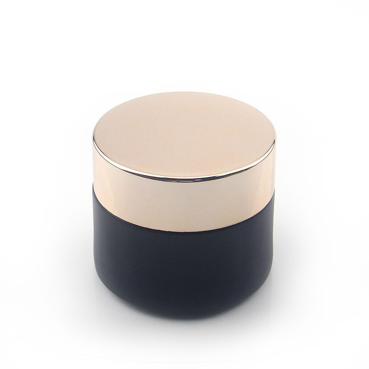 High end 30g 50g frosted matte black cosmetic glass jar for cream Skin Care Cream Jar with screw lid