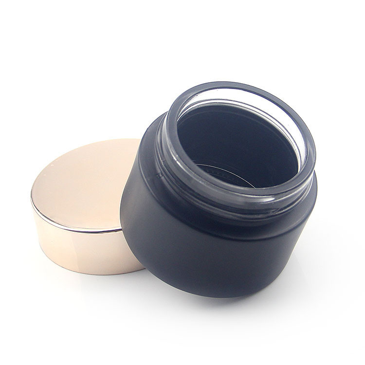 High end 30g 50g frosted matte black cosmetic glass jar for cream Skin Care Cream Jar with screw lid