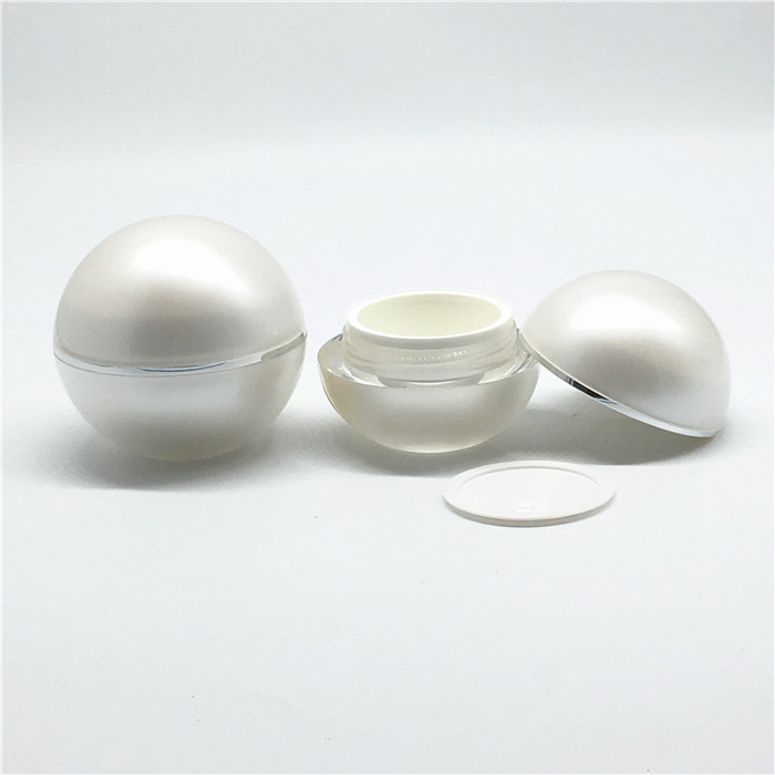 High end 30g 50g gold color pearl acrylic cosmetic ball shape plastic jar