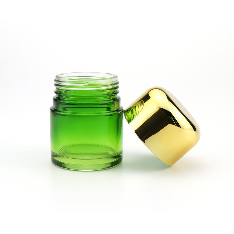High end 5 50 70 110 150 220 g cylinder weed container straight side hemp green storage glass jar set with gold lid