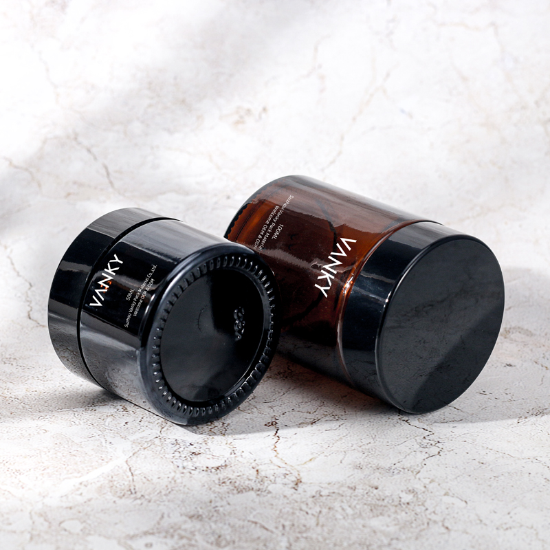 High-end 50g 60g 100g amber glass jars cosmetic packaging jar