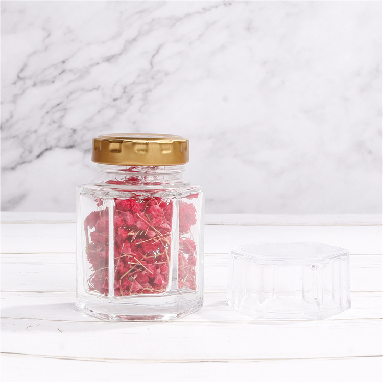 High end Nordic Minimalist Kitchen Sealed Glass Storage Jar dried flower Container With golden Lid