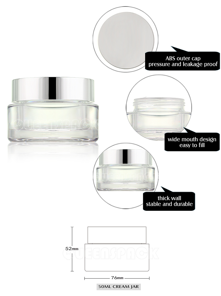 High-end Simple 50ML PETG Cosmetic Skincare Face Cream Jar For Eye Cream