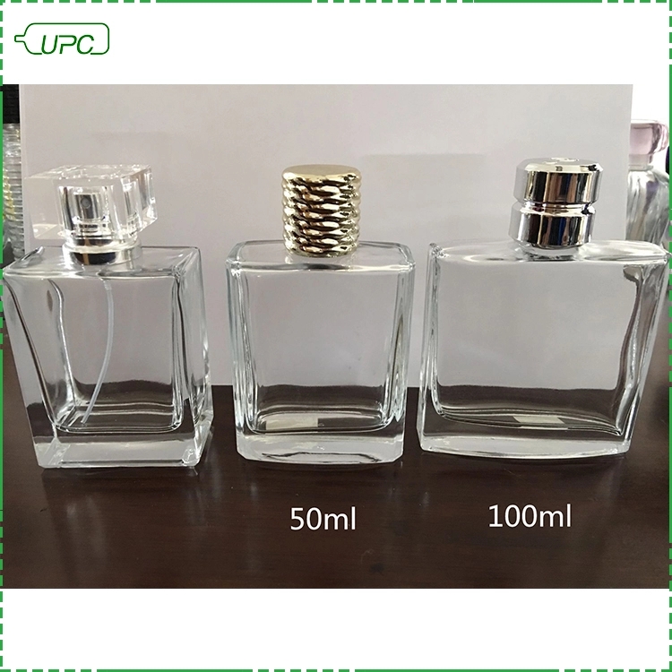 High end clear recycled flat 100ml perfume empty glass bottle