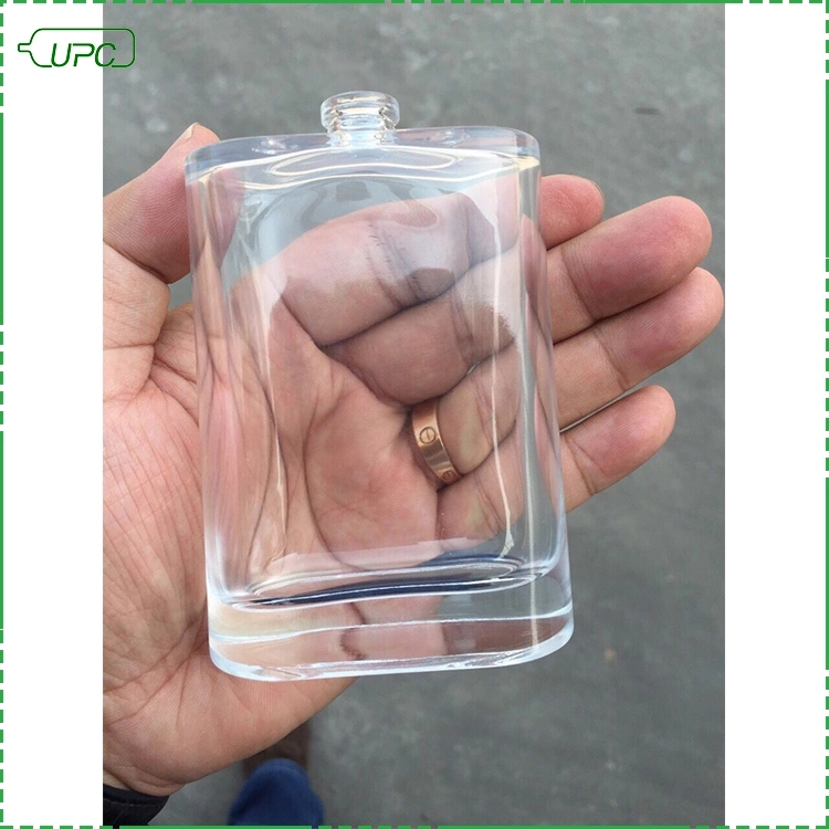 High end clear recycled flat 100ml perfume empty glass bottle