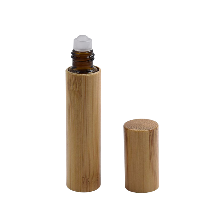 High end cosmetic packaging 5ml 10ml 15ml bamboo essential oil roll on bottle