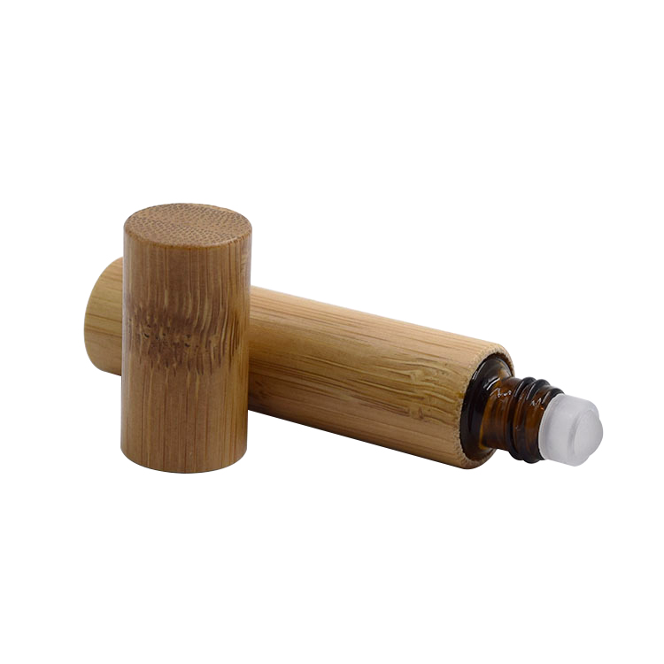 High end cosmetic packaging 5ml 10ml 15ml bamboo essential oil roll on bottle