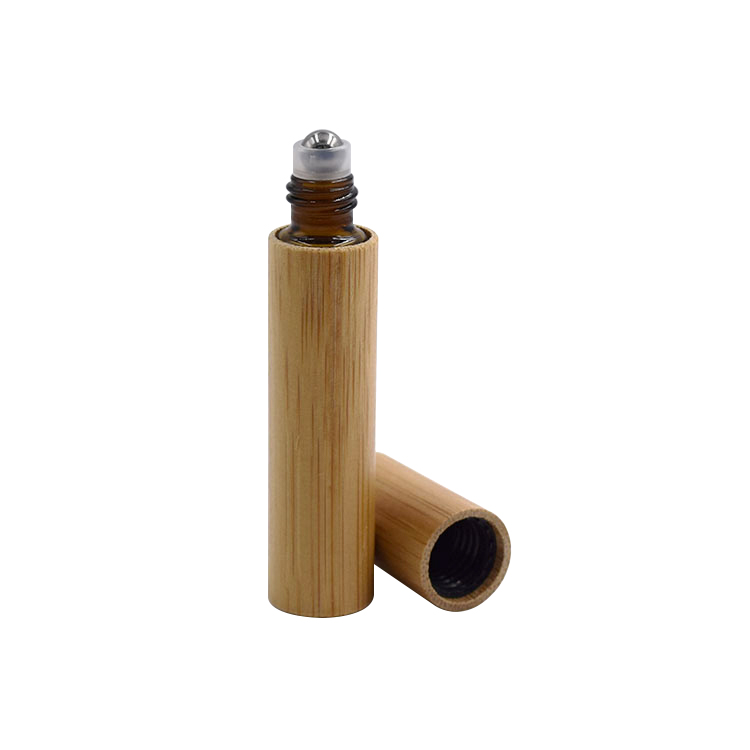 High end cosmetic packaging 5ml 10ml 15ml bamboo essential oil roll on bottle