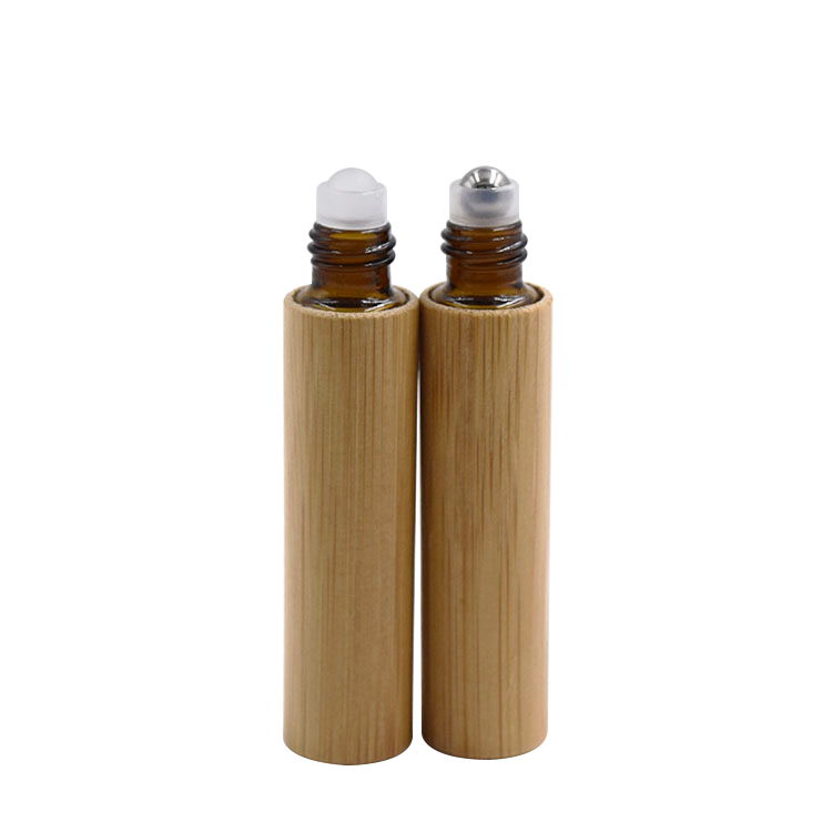 High end cosmetic packaging 5ml 10ml 15ml bamboo essential oil roll on bottle