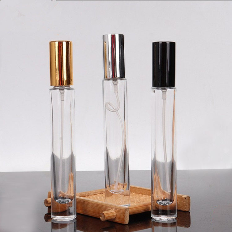 High-end custom 10ml clear glass cosmetic sample sub bottle Round tube fragrance bottle with spray cover