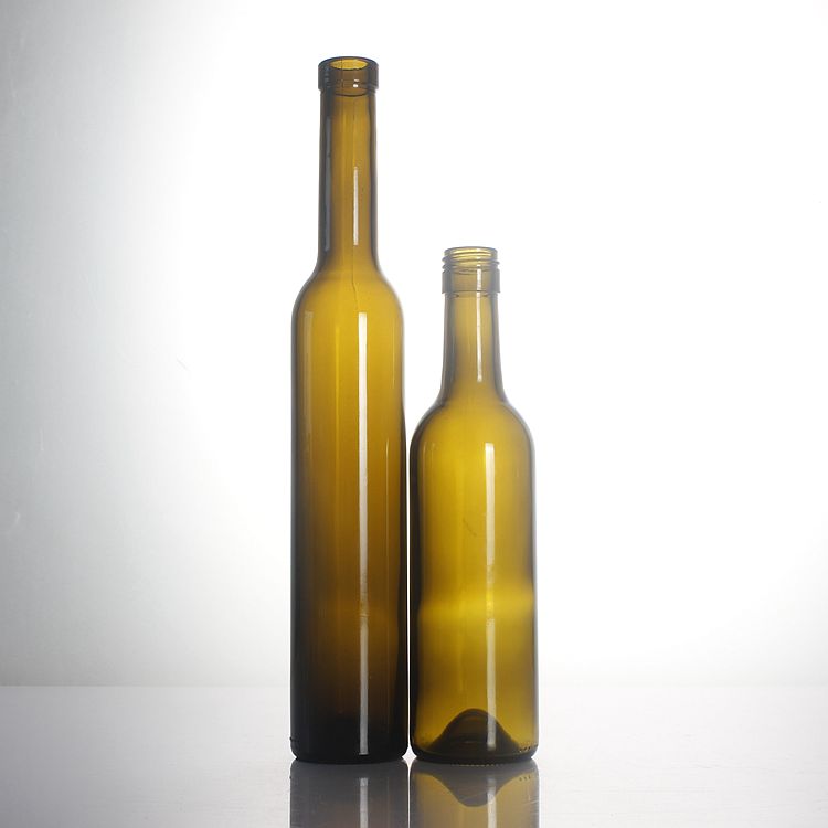 High end custom dark green bordeaux Red wine glass bottle